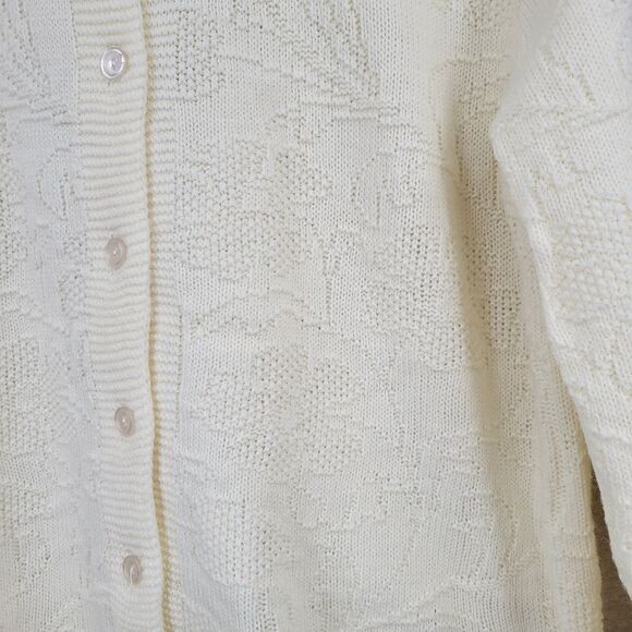 Cuddle Floral Knit Classic Cardigan Sweater Vintage 80s Cottagecore Granny - Picture 4 of 9